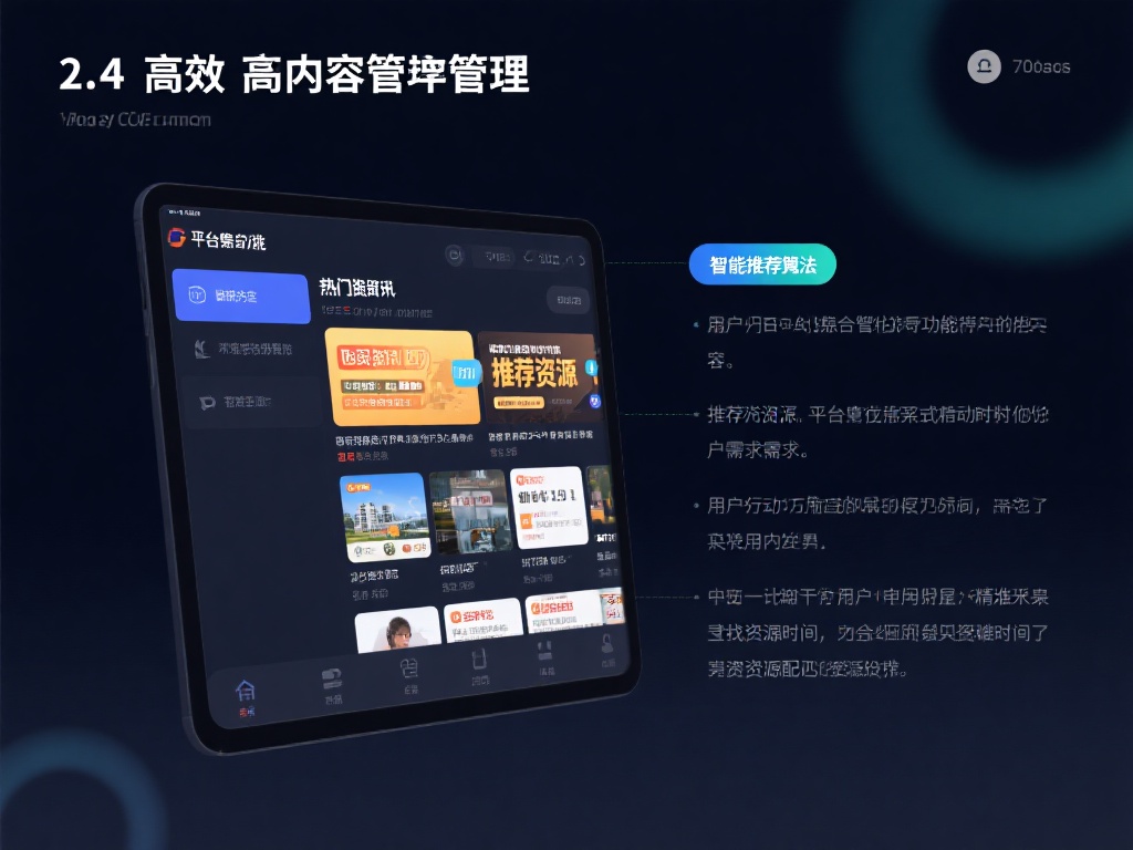 2.&nbsp;高效的内容管理功能
平台整合了智能化推荐算